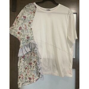 Clu Womens Shirt With Side Panel Round Neck White 1XL‎
